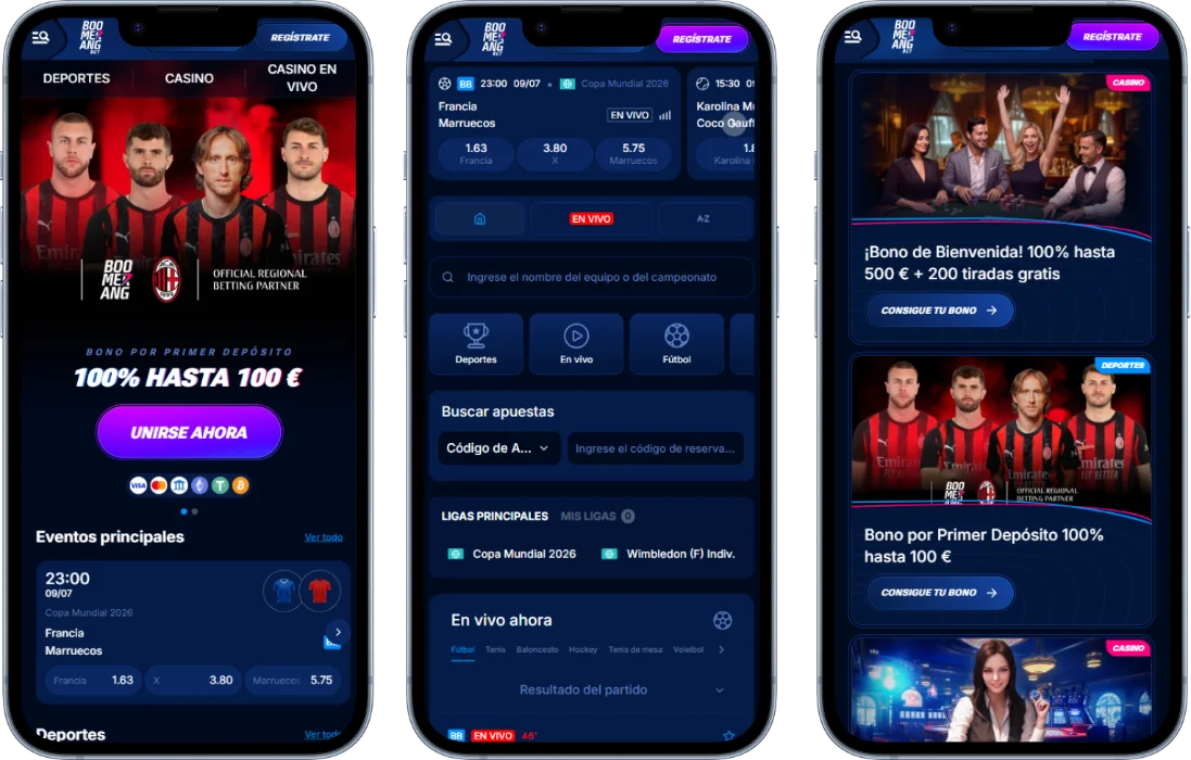 Boomerang Bet en móvil