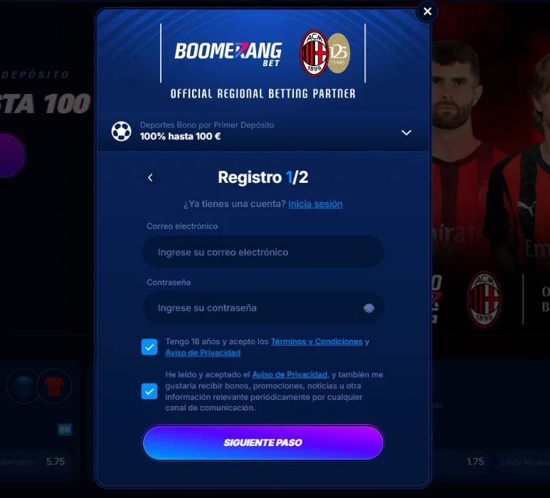 Registro e Inicio de Sesión en Boomerang-Bet
